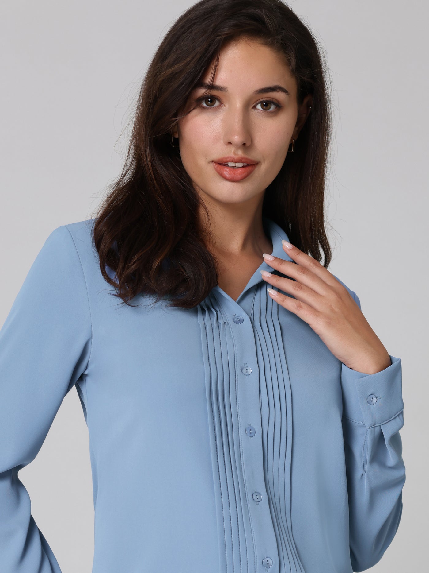 Bublédon Women's Work Shirt Long Sleeve Pleated Button Down Blouse