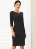 X Line Ponte Elegant V Neck Sheath Dress