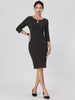 X Line Ponte Elegant V Neck Sheath Dress