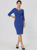 X Line Ponte Elegant V Neck Sheath Dress