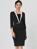 Peplum Knit 3/4 Sleeve Contrast Collar Summer Dress