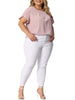 Woven H Line Round Neck Tulip Sleeve Blouse