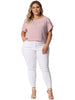 Woven H Line Round Neck Tulip Sleeve Blouse