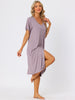 Womens Short Sleeve Nightshirt Button Down Nightgown Sleepwear Pajama Dress