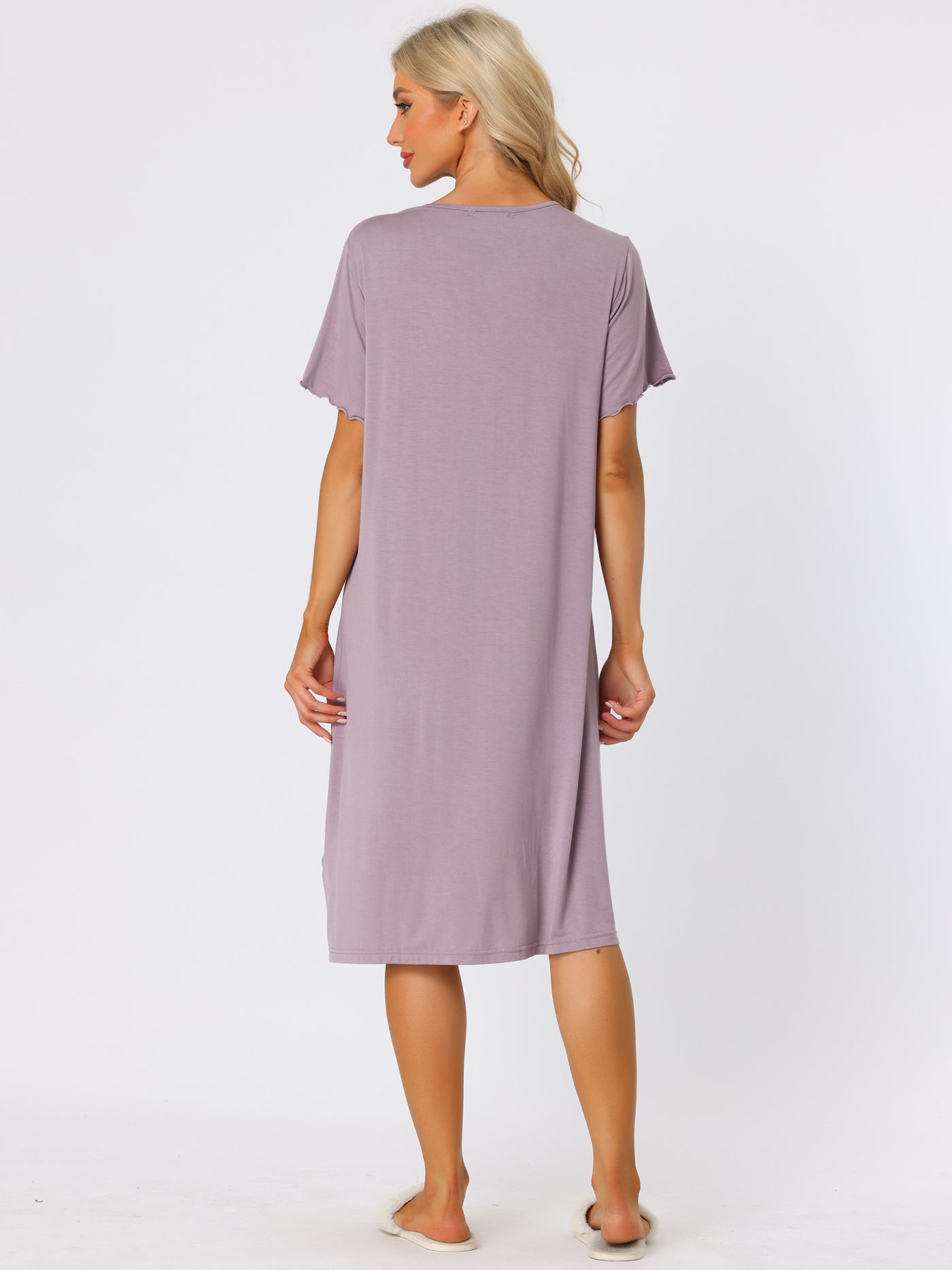 Bublédon Womens Short Sleeve Nightshirt Button Down Nightgown Sleepwear Pajama Dress