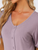 Womens Short Sleeve Nightshirt Button Down Nightgown Sleepwear Pajama Dress
