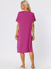 Womens Short Sleeve Nightshirt Button Down Nightgown Sleepwear Pajama Dress