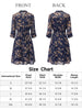 3/4 Sleeve Midi Natural Floral Drawstring Waist Sundress