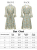 3/4 Sleeve Midi Natural Floral Drawstring Waist Sundress