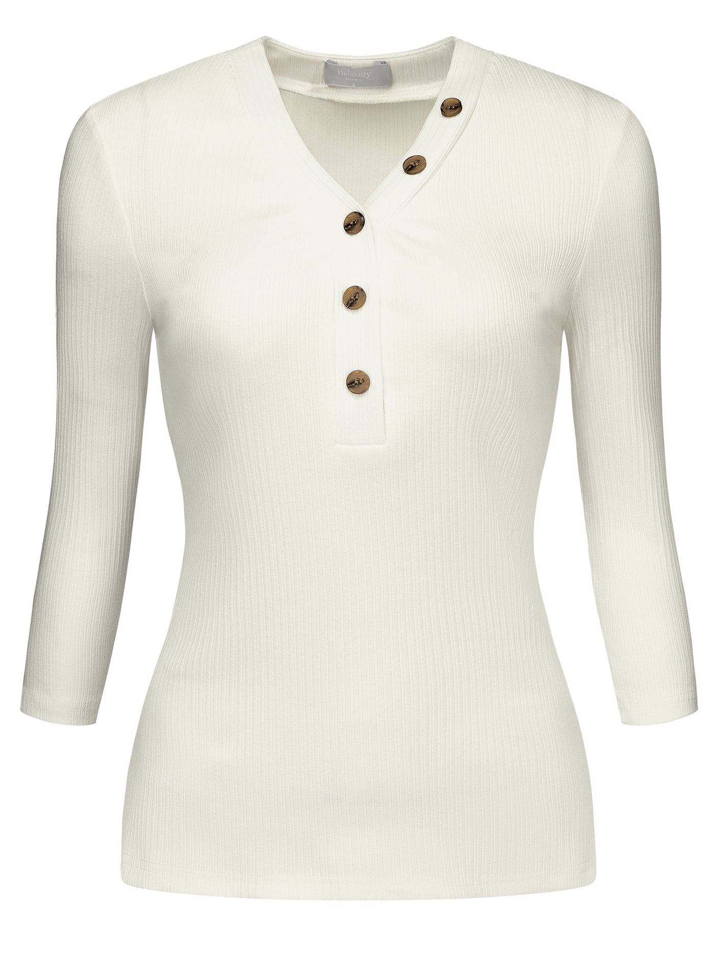 Bublédon Women's Button V Neck Blouse Basic Long Sleeve Knitted Tops