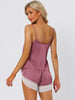 Womens Sleepwear Pjs Lace Trim Satin Lingerie Silk Cami with Shorts Pajama Set