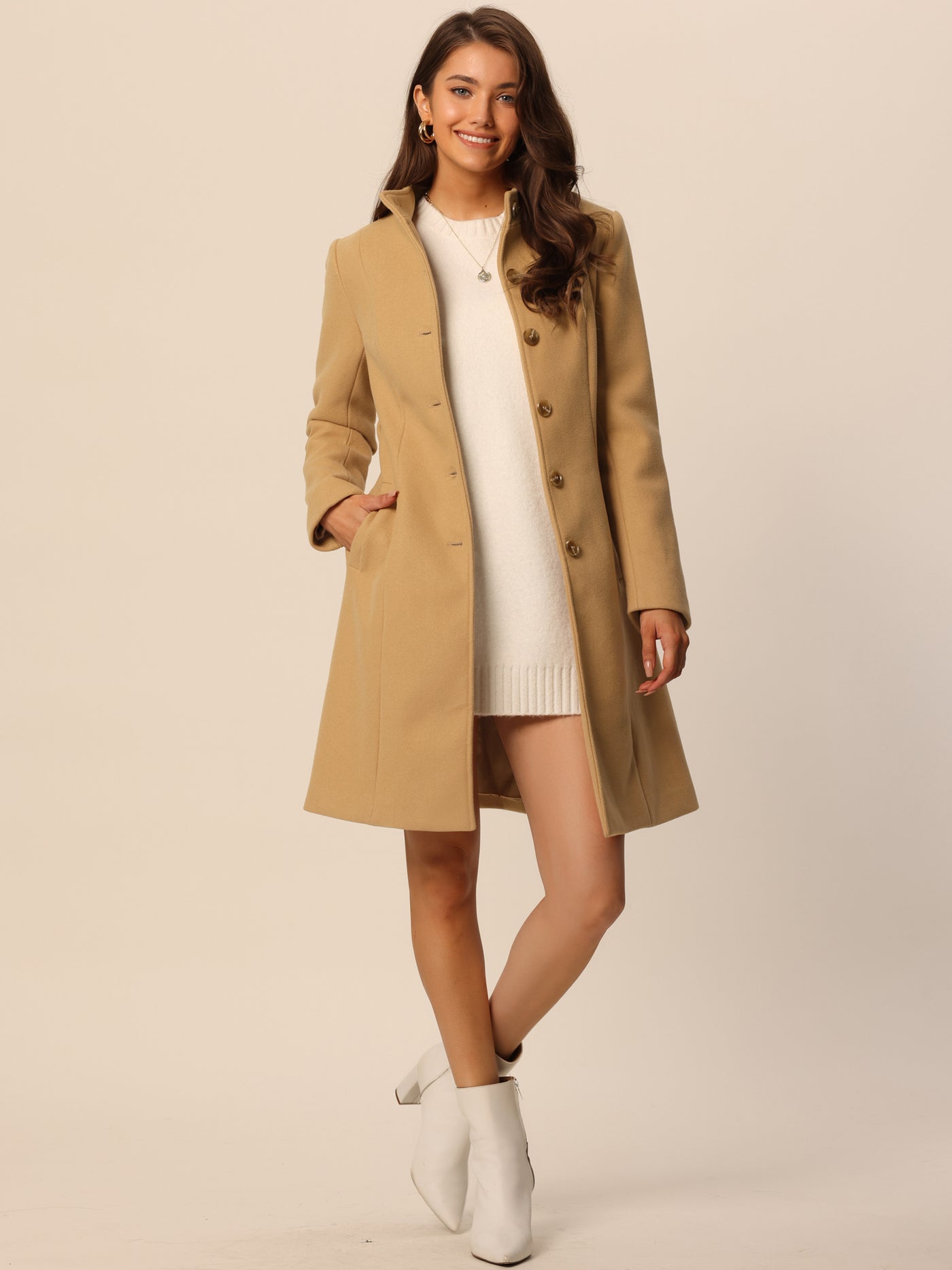 Bublédon Warm H Line Young Mom Two Piece Sleeve Long Coat