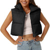 Padded High Stand Collar Lightweight Zip Crop Jacket Puffer Vest