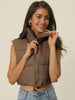 Padded High Stand Collar Lightweight Zip Crop Jacket Puffer Vest