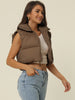 Padded High Stand Collar Lightweight Zip Crop Jacket Puffer Vest