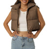 Padded High Stand Collar Lightweight Zip Crop Jacket Puffer Vest