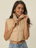Padded High Stand Collar Lightweight Zip Crop Jacket Puffer Vest
