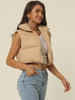 Padded High Stand Collar Lightweight Zip Crop Jacket Puffer Vest