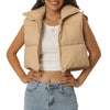 Padded High Stand Collar Lightweight Zip Crop Jacket Puffer Vest