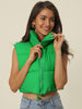 Padded High Stand Collar Lightweight Zip Crop Jacket Puffer Vest