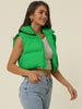Padded High Stand Collar Lightweight Zip Crop Jacket Puffer Vest