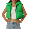 Padded High Stand Collar Lightweight Zip Crop Jacket Puffer Vest
