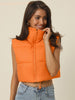 Padded High Stand Collar Lightweight Zip Crop Jacket Puffer Vest