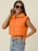 Padded High Stand Collar Lightweight Zip Crop Jacket Puffer Vest