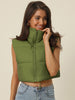 Padded High Stand Collar Lightweight Zip Crop Jacket Puffer Vest
