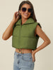 Padded High Stand Collar Lightweight Zip Crop Jacket Puffer Vest