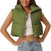 Padded High Stand Collar Lightweight Zip Crop Jacket Puffer Vest