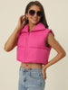 Padded High Stand Collar Lightweight Zip Crop Jacket Puffer Vest