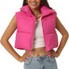 Padded High Stand Collar Lightweight Zip Crop Jacket Puffer Vest