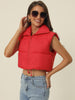 Padded High Stand Collar Lightweight Zip Crop Jacket Puffer Vest