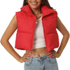 Padded High Stand Collar Lightweight Zip Crop Jacket Puffer Vest
