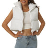 Padded High Stand Collar Lightweight Zip Crop Jacket Puffer Vest