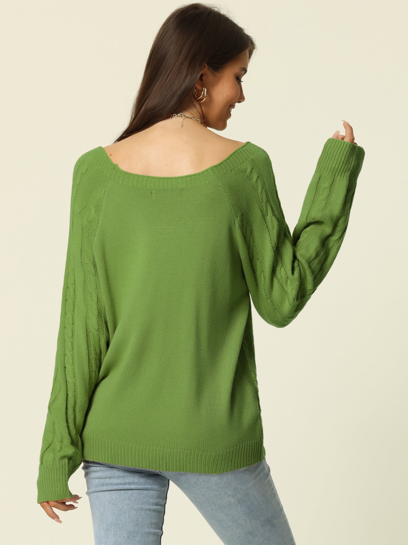 Bublédon Womens' Round Neck Long Sleeve Button Decor Casual Sweater