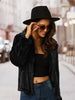 Thick Winter Notched Lapel Long Sleeve Fur Jacket