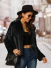 Thick Winter Notched Lapel Long Sleeve Fur Jacket
