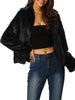 Thick Winter Notched Lapel Long Sleeve Fur Jacket