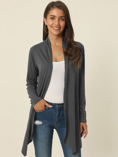 Women's 2023 Spring Fall Draped Open Front Casual Long Sleeve Lightweight Cardigan