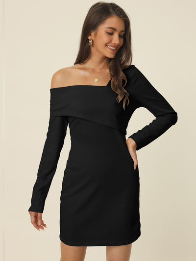 Elegant Long Sleeve Sexy Off Shoulder Bodycon Mini Dress