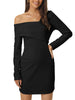 Elegant Long Sleeve Sexy Off Shoulder Bodycon Mini Dress