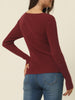 Comfortable Asymmetric V Neck Long Sleeve Sweater Knit Top
