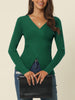 Comfortable Asymmetric V Neck Long Sleeve Sweater Knit Top