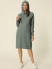 Loose Fit Stretch Hood Long Sleeve Sweatshirt Dress