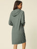 Loose Fit Stretch Hood Long Sleeve Sweatshirt Dress