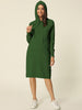 Loose Fit Stretch Hood Long Sleeve Sweatshirt Dress