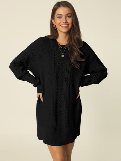 Loose Fit Thick Round Neck Sweater Dress