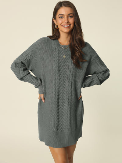 Loose Fit Thick Round Neck Sweater Dress